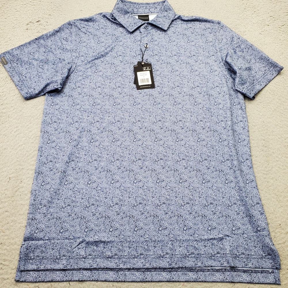 Dunning Night-Sky Golf Polo Mens S Blue Paisley Performance Stretch D7F25K137